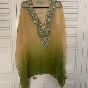 Sheer Ombre beaded tunic top- Kareena's